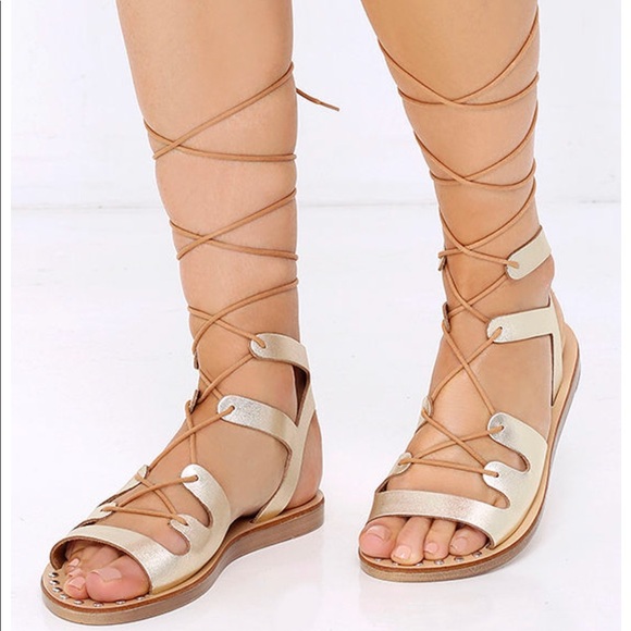 Steve Madden Shoes - Steve Madden Gold Gladiator Lace Sandals